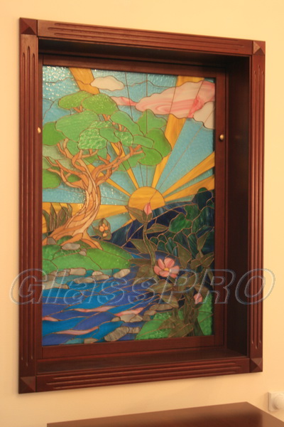 Tiffany stained glass, decorative niche in the interior, apartment - Kyiv