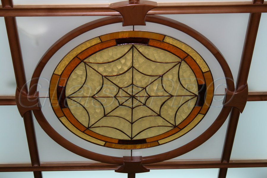 Tiffany stained glass, glass suspended ceiling fragment, office - Kyiv