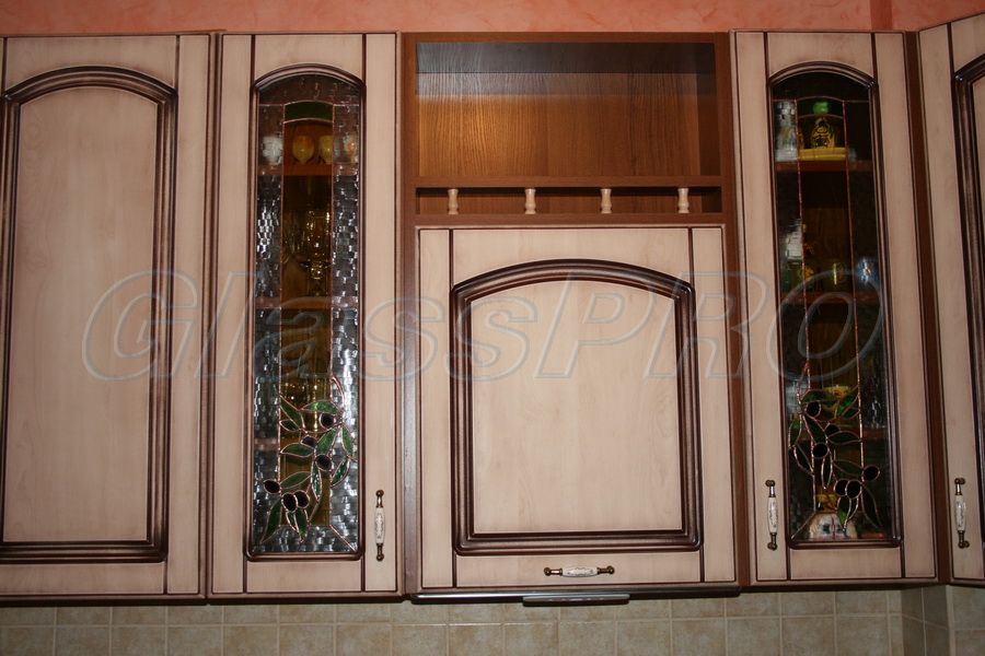 Tiffany stained glass, kitchen facade