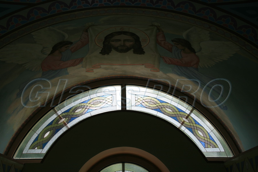 Tiffany stained glass window, transom, chapel - Kyiv region