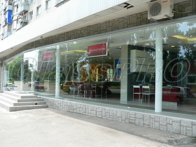Facade all-glass construction, furniture salon - Kyiv