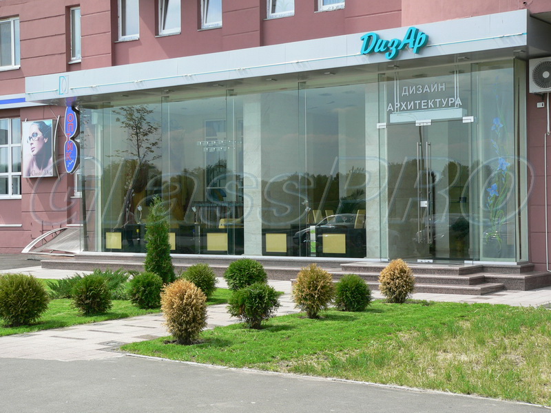 Mono glazing, facade glass construction, design salon "Disar" - Kyiv