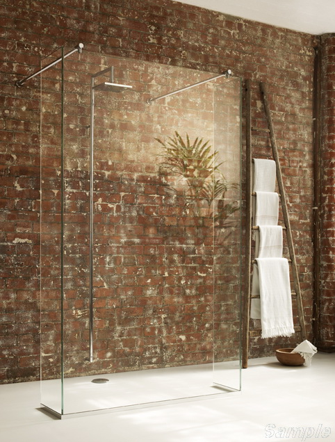 Model SP-06. Longitudinal glass shower partition without wall contact with two corner pieces