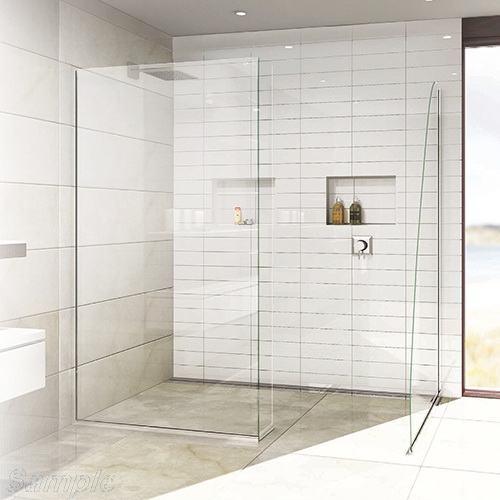 Model SP-03. Glass shower cabin with corner piece and additional rounded screen