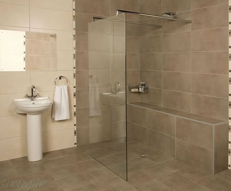 Model SP-01. Glass shower cabin with one fixed screen and tile base