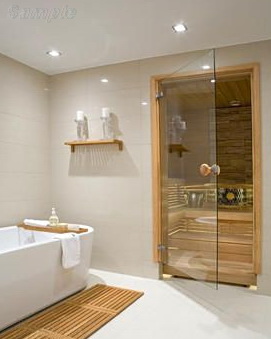 Model SN-01. Glass door for steam rooms and saunas with round alder handle