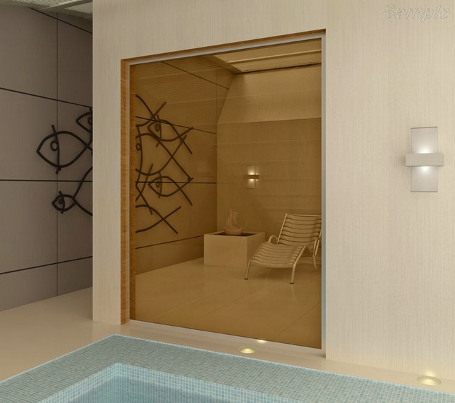 Model SN-03. Glass screen for sauna, steam room or hamam