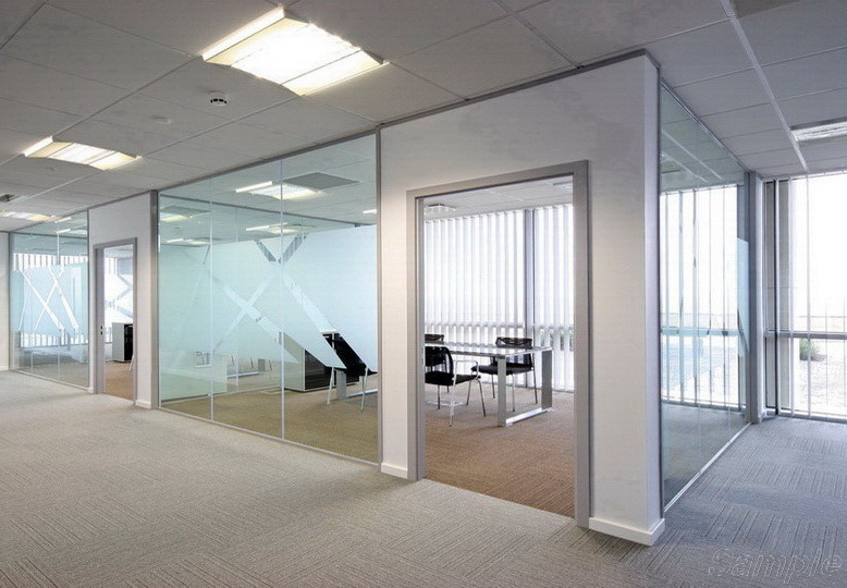 Tempered glass is the best choice for building partitions in an office space