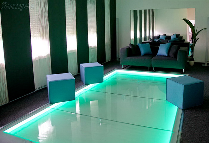 Tempered glass is used for floorings with decorative lighting