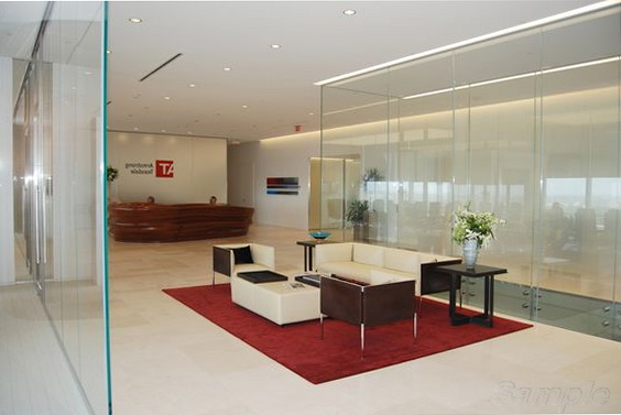 Glass partitions in hall