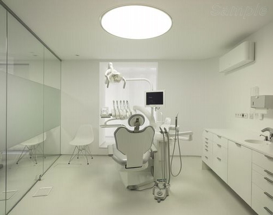 Glass partitions are used in dental offices