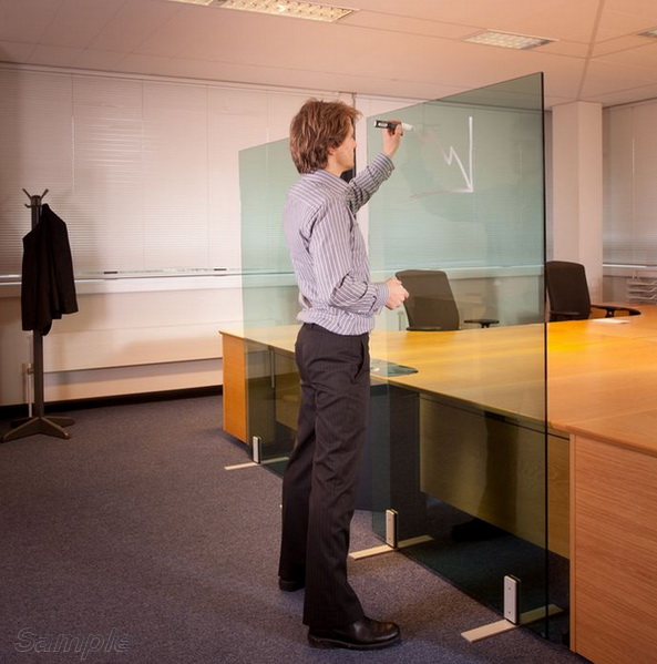 Glass partitions can be used as information boards