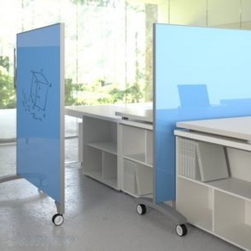 Mobile glass partitions can be used as a whiteboard