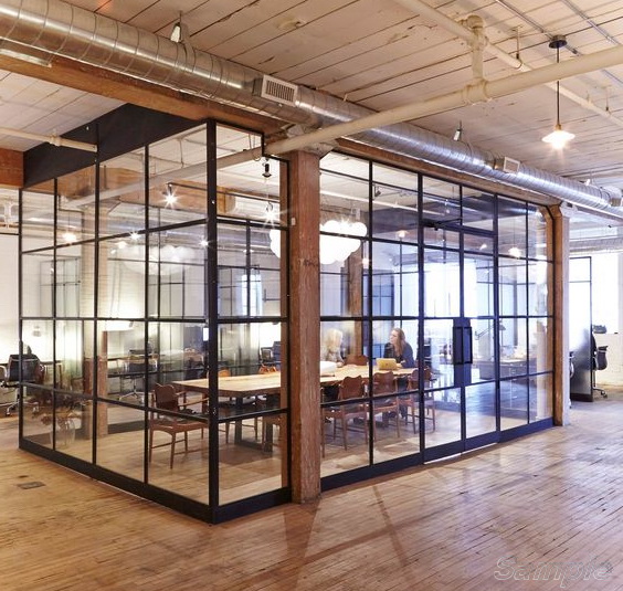 Glass partitions in recreation area