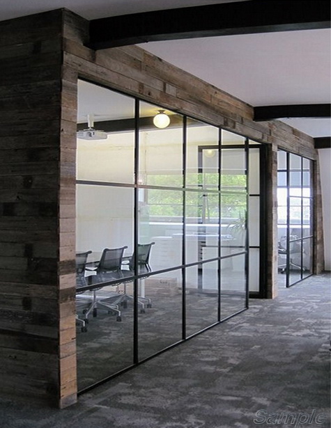 Glass partitions in recreation area