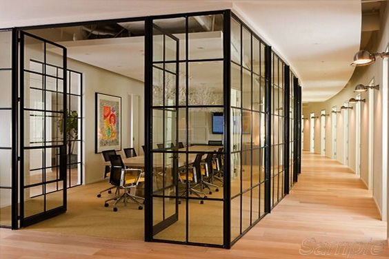 Glass partitions in recreation area