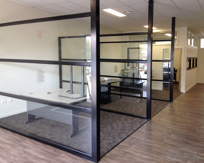 Glass partitions in recreation area