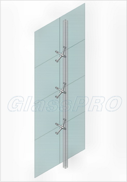 Layout of spider glazing with metal rack mounts