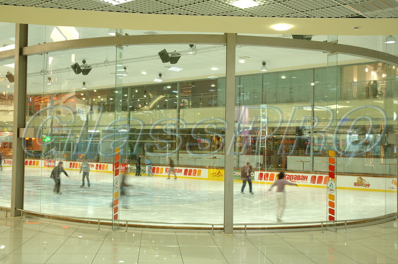 Spider glazing, mounting to a metal rack, «Karavan» mall ice rink - Kyiv