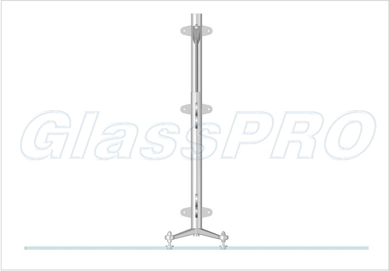 Схема спайдерного скління з кріпленням до вантової системи (розріз)