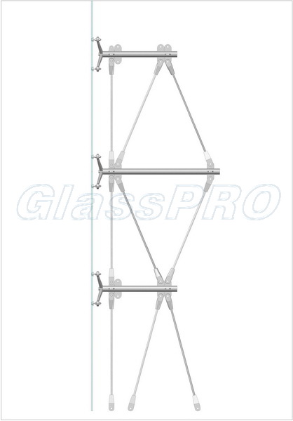 Layout of spider glazing with cable system mounting