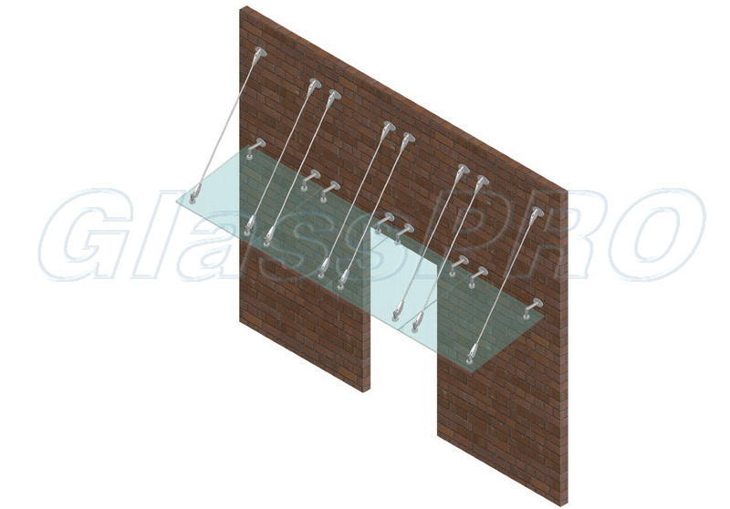 Layout of installing composite glass canopy on truss rods