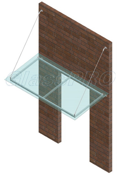 Glass canopy on rods: frame understructure – glass above