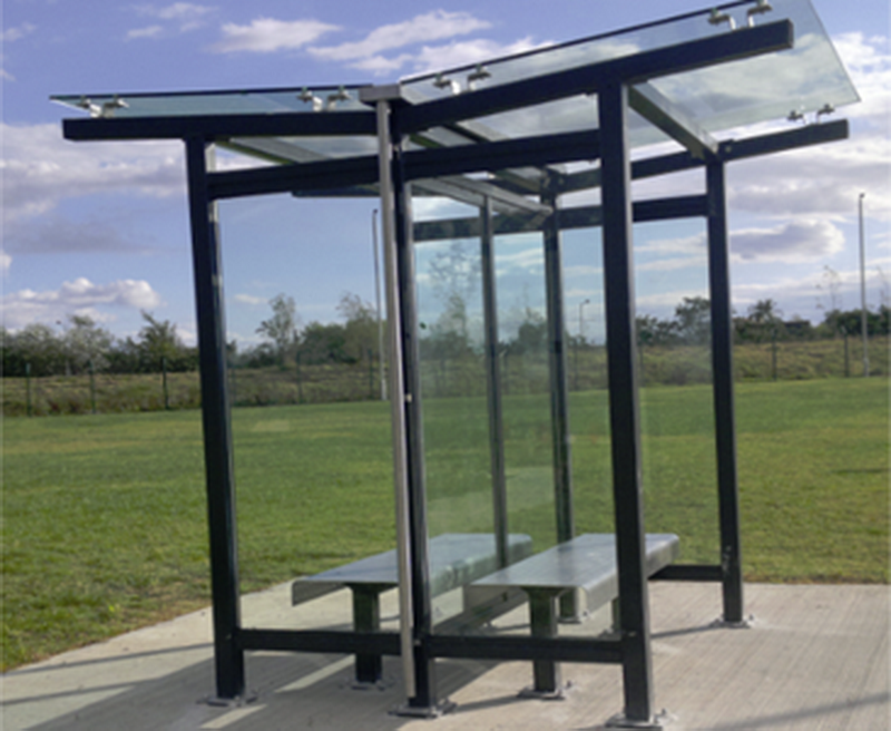 Glass overhang for public transport stops