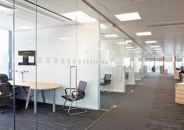 Glass office partitions