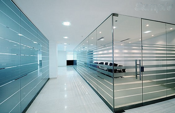 Glass office partitions with swing doors