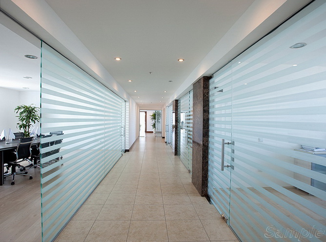 Glass office partitions with swing doors
