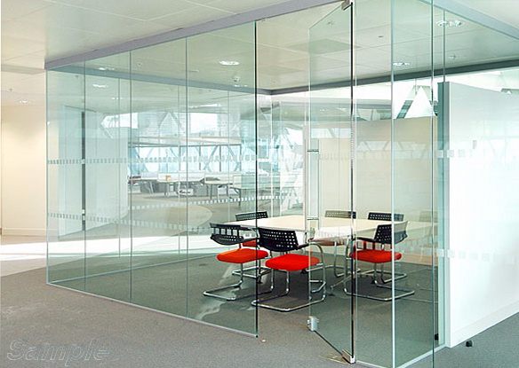 Glass office partitions with swing doors