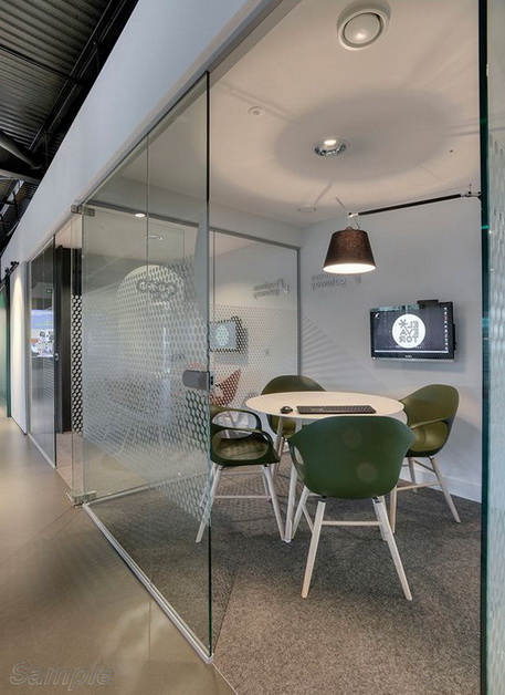 Glass office partitions with swing doors