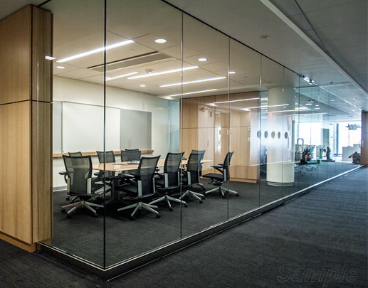 Glass office partitions with swing doors