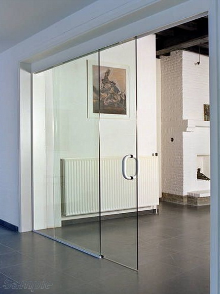 Glass office partitions with sliding door