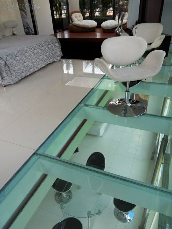 Glass floor, staircases and stairs