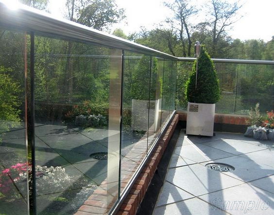 Model GS-01. Glass terrace railing, profile mounting