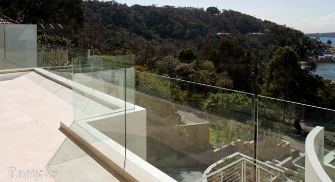 Model GS-01. Glass terrace railing, profile mounting