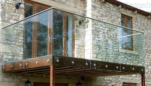 Model GS-03. Point-mounted glass balcony railing