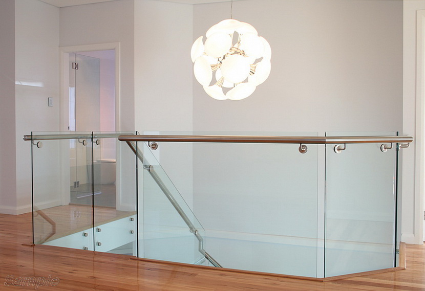 Model GS-03. Glass stair railing, point-mounted glass railings