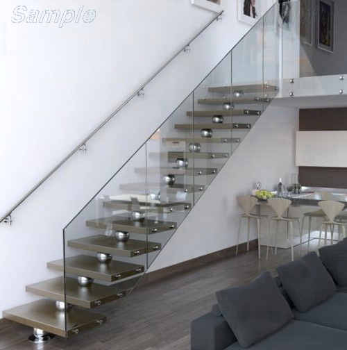 Model GS-03. Glass stair railing, point-mounted glass railings