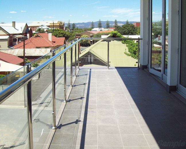 Model GF-02. Frame glass terrace railing with clips