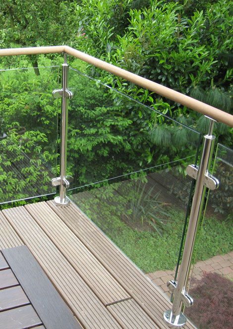 Model GF-02. Frame glass balcony railing with clips