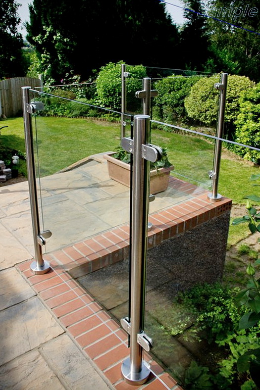 Model GP-02. Glass terrace railing, glass mounting in clips