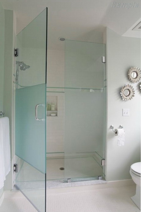 Model SD-02. Hinged glass shower door with fixated element