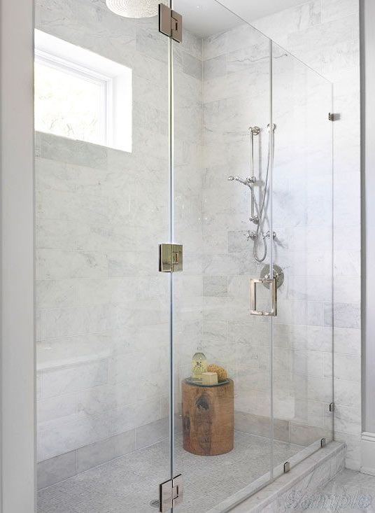 Model SD-04. Glass swing shower door between two fixated elements