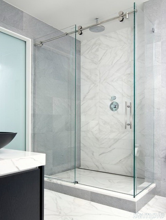 Model SC-5. Corner glass shower cabin with sliding door