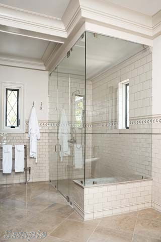 Model SC-02. Corner glass shower cabin with swing door