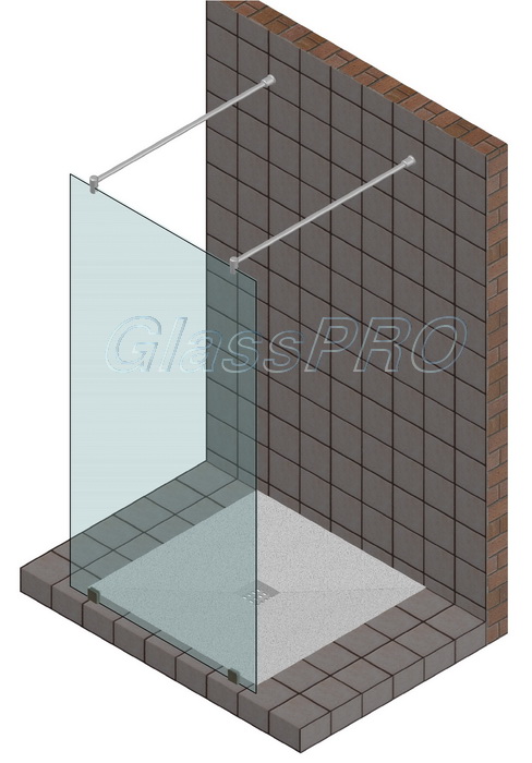 Продольное душевое ограждение без примыкания к стене